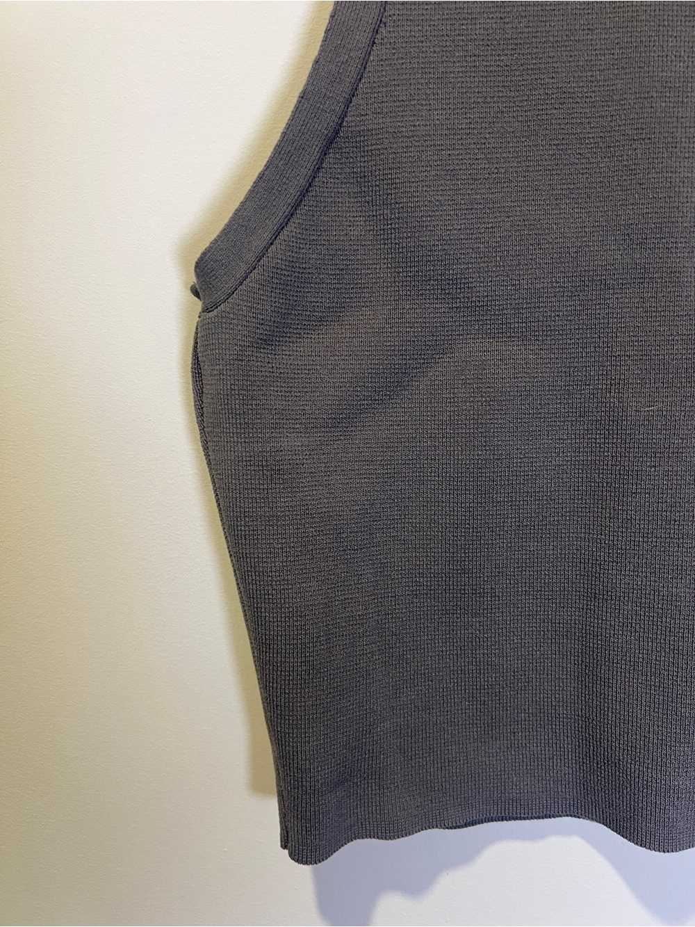 Zara Sleeveless Mock Neck Stretchy Knit Crop Top - Charcoal Gray - Picture 3 of 4